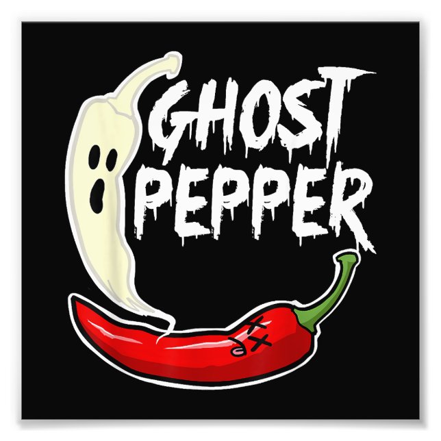 Ghost Pepper Funny Spicy Hot Halloween Ghost Peppe Photo Print (Front)