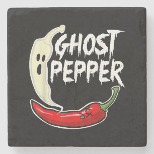 Ghost Pepper Funny Spicy Hot Halloween Ghost Peppe Stone Coaster