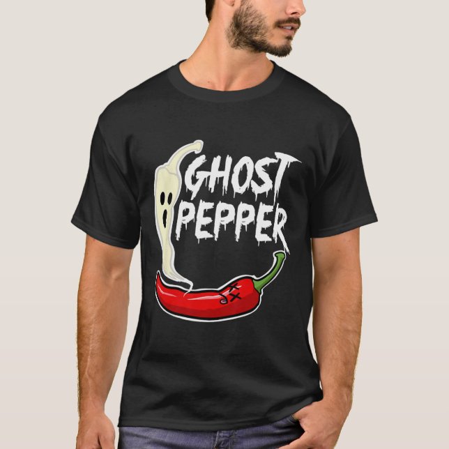 Ghost Pepper funny Spicy Hot Halloween Ghost Peppe T-Shirt (Front)