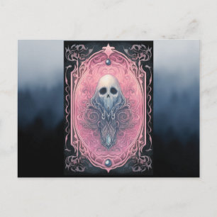 Ghost Pink and Black Tarot Smoke Halloween Holiday Postcard