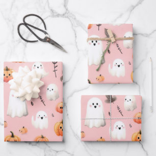 Ghost pink Helloween  Wrapping Paper Sheets