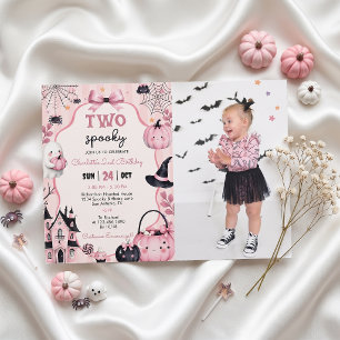 Ghost Pink Pumpkin Girl 2nd Birthday Invitation