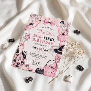 Ghost Pink Pumpkin Girl Birthday Invitation