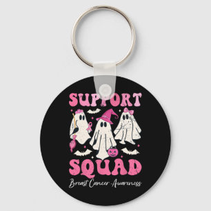 Ghost Pink Witch Hat Support Squad Breast Cancer Key Ring