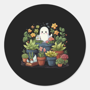 Ghost Plant Lady Halloween Ghostly Gardening Plant Classic Round Sticker