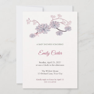 Ghost Plant Rosette Baby Shower Invitation