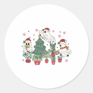 Ghost Plant With Xmas Tree Christmas Kids Boys Gir Classic Round Sticker
