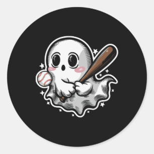 Ghost Playing Bysebyll Halloween Cute Ghost Classic Round Sticker
