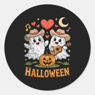Ghost Playing Guitar For Halloween Lovers Classic Round Sticker