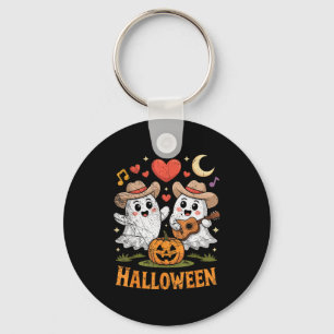 Ghost Playing Guitar For Halloween Lovers Key Ring