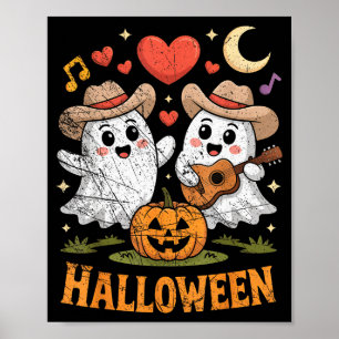 Ghost Playing Guitar For Halloween Lovers  Poster