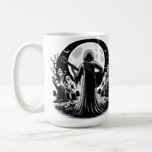 Ghost playing Guitar in graveyard dark art Coffee Mug
