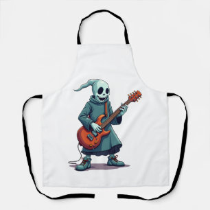 Ghost Playing Guitar � Spooky Music Halloween Tee Apron