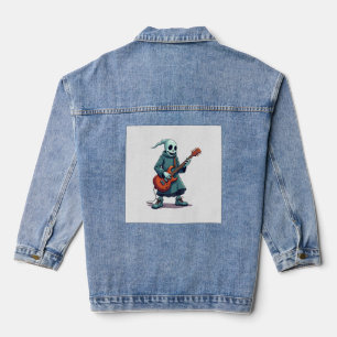 Ghost Playing Guitar � Spooky Music Halloween Tee Denim Jacket
