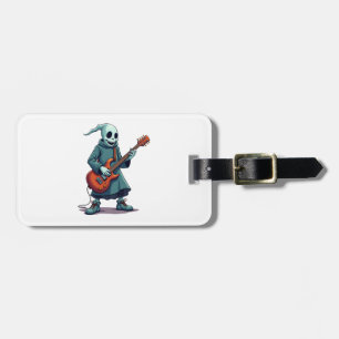 Ghost Playing Guitar � Spooky Music Halloween Tee Luggage Tag