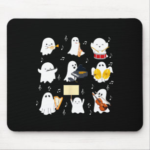 Ghost Playing Musical Instruments Halloween Music Mouse Pad