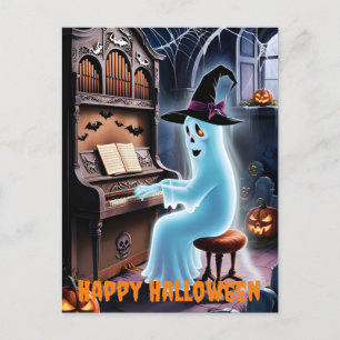 ghost playing oregan holiday postcard