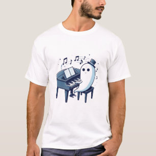 Ghost Playing Piano Funny T-Shirt
