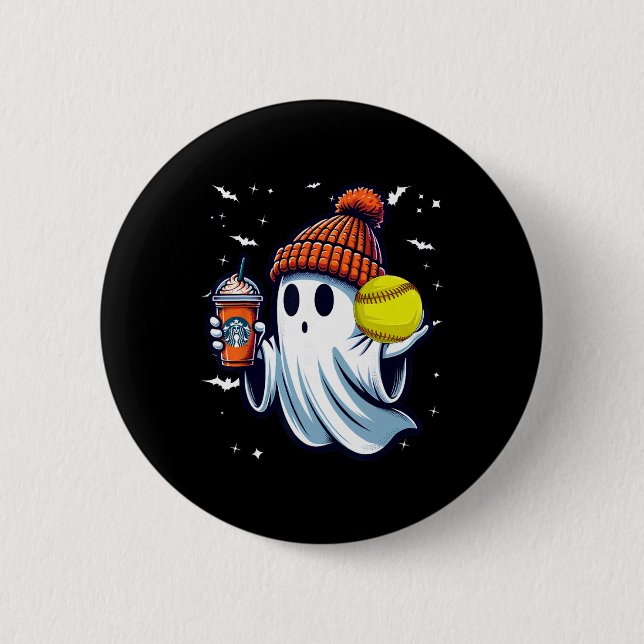 Ghost Pumpkin Drinks Beanie Fall Softll Lovers Hal 6 Cm Round Badge (Front)