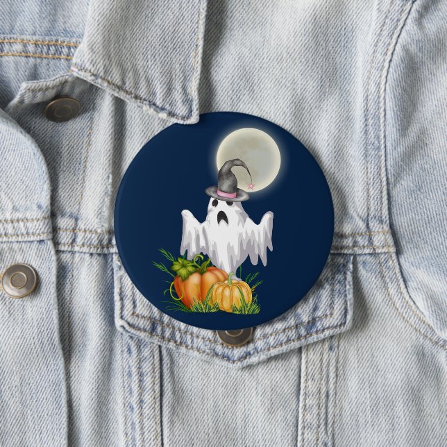 Ghost & Pumpkin Halloween Button (In Situ)