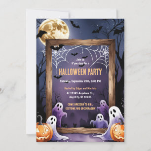 Ghost & Pumpkin Halloween Invitation