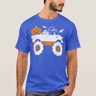 Ghost Pumpkin Riding Monster Truck Lazy Halloween T-Shirt