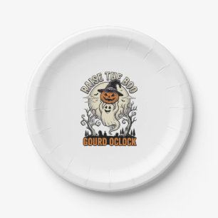 Ghost Pumpkin Shirt Vintage Halloween Engraving Te Paper Plate