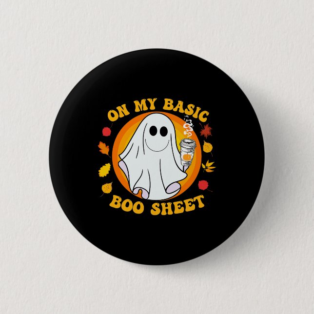 Ghost Pumpkin Spice Latte Fall Vibe Halloween Funn 6 Cm Round Badge (Front)