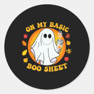 Ghost Pumpkin Spice Latte Fall Vibe Halloween Funn Classic Round Sticker