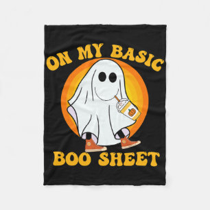 Ghost Pumpkin Spice Latte Fall Vibe Halloween Funn Fleece Blanket