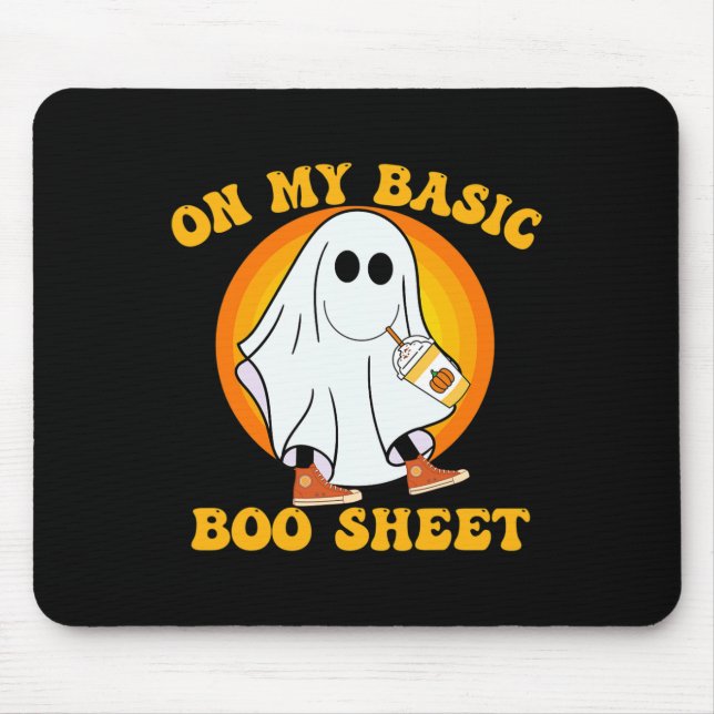 Ghost Pumpkin Spice Latte Fall Vibe Halloween Funn Mouse Pad (Front)