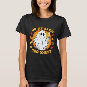 Ghost Pumpkin Spice Latte Fall Vibe Halloween Funn T-Shirt