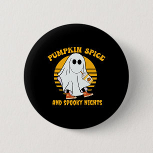 Ghost Pumpkin Spice Latte Fall Vibe Halloween Spoo 6 Cm Round Badge