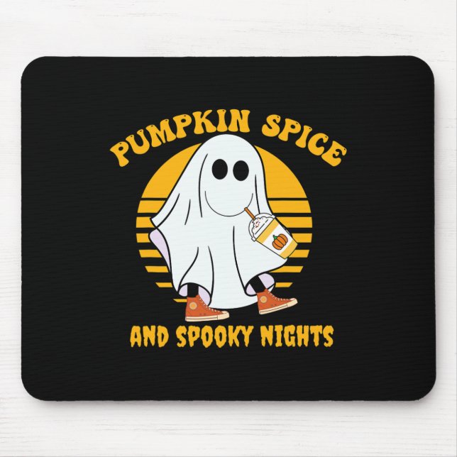 Ghost Pumpkin Spice Latte Fall Vibe Halloween Spoo Mouse Pad (Front)