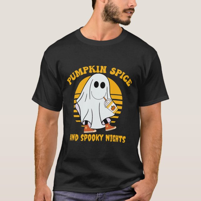 Ghost Pumpkin Spice Latte Fall Vibe Halloween Spoo T-Shirt (Front)