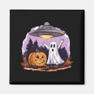 Ghost pumpkin ufo retro halloween alien horror  magnet