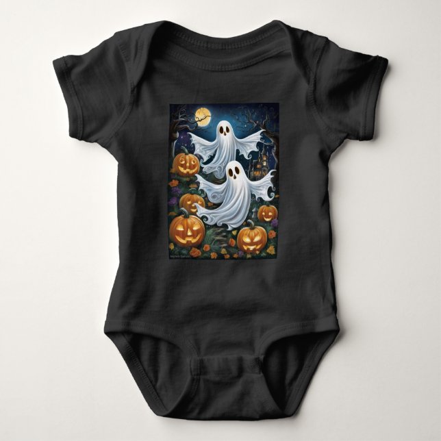 Ghost Pumpkins Cute Halloween Baby Bodysuit (Front)
