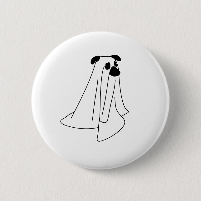 Ghost Pup Line Art Button (Front)