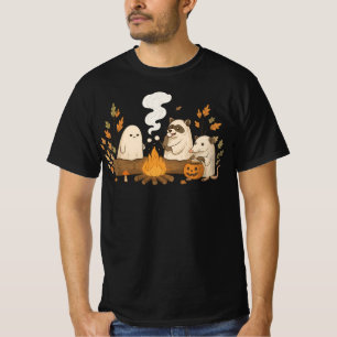 Ghost Racoon Opossum Camping – Cosy Autumn T-Shirt