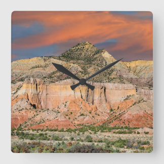 Ghost Ranch Mountain Pastels Square Wall Clock
