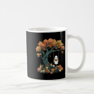 Ghost reading book cat lover halloween reading coffee mug