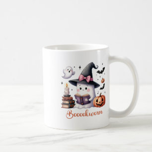 Ghost Reading Book Coquette Bow Halloween Girl Tod Coffee Mug
