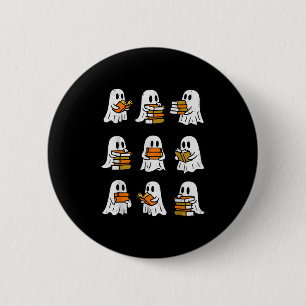 Ghost Reading Book Halloween Librarian Teacher Boo 6 Cm Round Badge