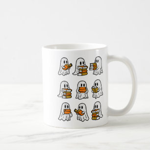 Ghost Reading Book Halloween Librarian Teacher Boo Coffee Mug