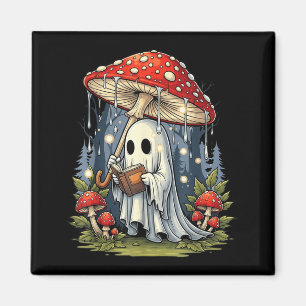 Ghost Reading Book Halloween Mushroom Spooky Magnet