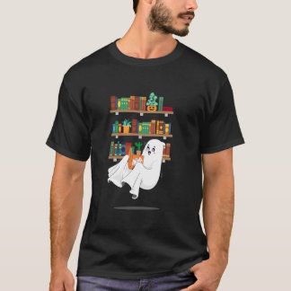Ghost Reading Book Librarian Bookworm Teacher Boo  T-Shirt