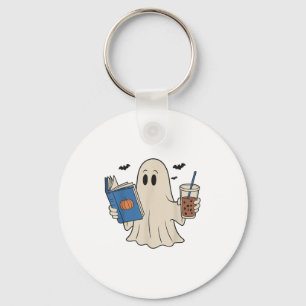 Ghost Reading Book Lover Bookworm Halloween Teache Key Ring