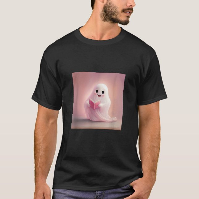 Ghost Reading Book Lover Library  T-Shirt (Front)