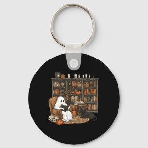 Ghost Reading Book Lovers Library Halloween Spooky Key Ring