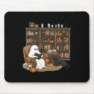Ghost Reading Book Lovers Library Halloween Spooky Mouse Pad